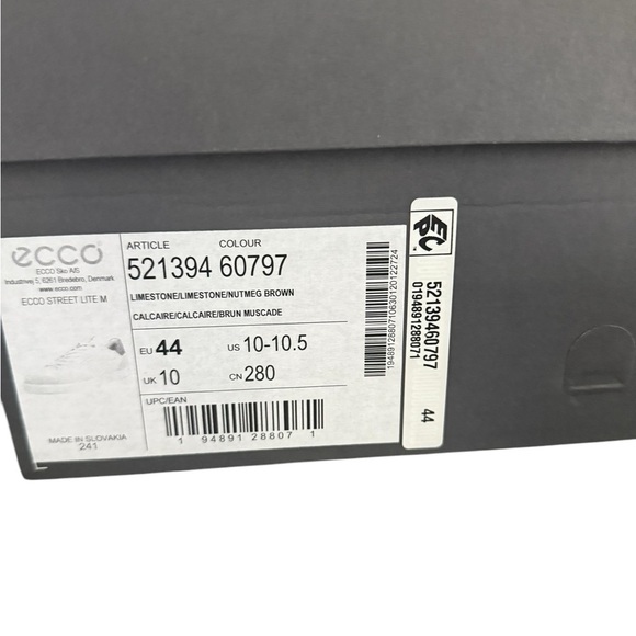 NIB Ecco Street Lite Men’s Size 44 (10-10.5) Limestone/Nutmeg Brown - Picture 5 of 6